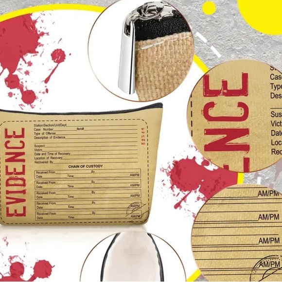 ⚡️⚡️⚡️Stylish Evidence Cosmetic Bag - Tan and Red - Picture 1 of 2